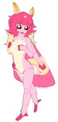 4_arms anthro breasts covering covering_breasts female moth moth_girl multi_arm multi_limb pink_body pink_fur pink_hair pussy solo solo_female yoako