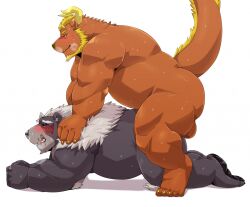 anal anthro black_body black_fur blush bodily_fluids duo fur jumperbear lifewonders male male/male male_penetrated male_penetrating male_penetrating_male mammal musclegut muscular muscular_anthro muscular_arms muscular_male penetration sex sweat tokyo_afterschool_summoners ursid video_games wen_kamui_(tokyo_afterschool_summoners)