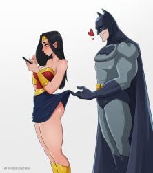 1boy 1girls amazon ass assisted_exposure batman batman_(series) big_ass big_breasts black_hair blush bruce_wayne bubble_ass cleavage dc_comics diana_prince distracted duo female imminent_sex lifted_by_another lifting_skirt light-skinned_female light-skinned_male long_hair oblivious on_phone pawg round_ass royalty skirt skirt_lift skirt_up staring staring_at_ass superhero superheroine thick_ass thick_thighs toksie wonder_woman wonder_woman_(series)