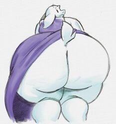 anthro ass bent_over big_butt black_eyes boss_monster bottomless bottomless_skirt bovid bubble_butt caprine chubby clothing female floppy_ears goat hi_res huge_butt looking_at_viewer looking_back mammal nondelismell robe robe_lift solo thick_thighs toriel undertale undertale_(series) upskirt video_games white_body wide_hips