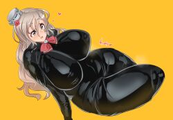 1girls 2021 blonde_hair bodysuit breasts clothed clothing curvy female female_only fully_clothed hat honi-san huge_breasts kantai_collection latex light-skinned_female light_skin long_hair pola_(kantai_collection) solo thick_thighs tight_clothing wide_hips