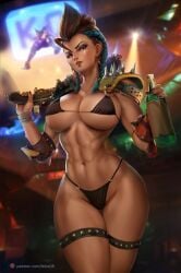 1girls 2d alcohol bottle felox08 female female_only junker_queen overwatch overwatch_2 solo solo_female wastelander_junker_queen