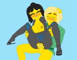 beauty_mark black_hair blonde blonde_hair blonde_hair_male blonde_male blush blushing breasts breasts_out brown_eyebrows duchess_pixal female female/male female_penetrated green_eyes hunted_(ninjago) lego legs legs_apart legs_up lloyd_garmadon male male/female male_penetrating male_penetrating_female ninjago nya_(ninjago) penetration precum pussy_juice pussy_juice_on_penis sandal sandals straight straight_sex teeth teeth_clenched teeth_showing vaginal vaginal_penetration yellow_penis yellow_skin