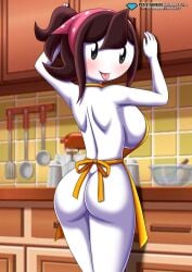 1girls apron ass bbmbbf blush breasts cooking_mama diamond_level female female_only jaiden jaiden_animations looking_at_viewer palcomix pietros_secret_club solo tongue tongue_out youtube