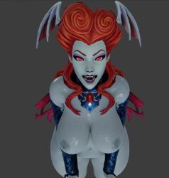 3d big_ass big_breasts curvy head_wings lightingzonex lillith_(paladins) paladins red_eyes red_hair stare succubus vampire