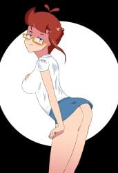 1girls ass breasts glasses kenshogokil looking_at_viewer oc red_hair school_uniform skirt skirt_lift tagme