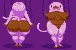 1girls angelina_(spinneborg) anthro ass big_ass big_breasts breasts bubble_butt busty chubby chubby_female fat_ass female female_only hair_over_eyes huge_ass huge_breasts monkey monkey_girl nipples overweight_female pixel_art primate pussy slightly_chubby solo spinneborg thick_thighs wide_hips