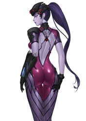 1girls ass_focus big_ass blizzard_entertainment clothing female female_only latex latex_suit light-skinned_female looking_back overwatch solo thick_thighs weni widowmaker zero_suit