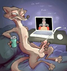 1boy 4pcsset animated anthro cum duke_weaselton fapping judy_hopps laptop large_breasts masturbation watching_porn zootopia