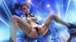 1girls akali anal anal_insertion anal_masturbation anal_penetration big_ass breasts dildo dildo_in_ass dildo_insertion exposed_breasts exposed_pussy female female_only fishnets jacket k/da_all_out_akali k/da_all_out_series k/da_series league_of_legends lipstick looking_at_viewer makeup medium_breasts multicolored_hair nipples panties panties_aside pussy riot_games sex_toy shaved_pussy shoes solo spread_legs stage stage_lights therealzoh tools uncensored