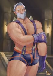 beard bulge daddy dilf drayden erection gumball/benoitxie male_only muscular muscular_male pokemon pokemon_bw pokemon_bw2 suspenders underwear