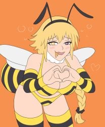 bee_costume bee_girl bikini black_eyes blonde_hair braid breasts drool fate/apocrypha fate/grand_order fate_(series) female_only femsub happy_trance heart heart-shaped_pupils heart_eyes heterochromia honey hypnosis jeanne_d'arc_(fate) large_breasts leaning_forward looking_at_viewer love male_pov maledom mind_control open_mouth plsgts pov pov_dom smile symbol_in_eyes very_long_hair yellow_eyes