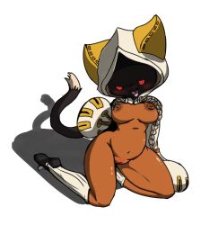 1girls blazblue catgirl chibi dark_skin feline female shortstack taokaka vono