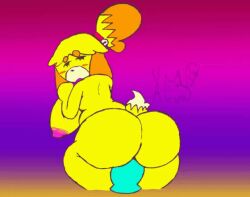 2022 animal_crossing animated appleperson8 ass big_ass big_breasts breasts bubble_butt dildo female gif huge_ass isabelle_(animal_crossing) nintendo nipples sex_toy