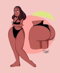 1girls ass big_ass bikini black_bikini_bottom black_bikini_top black_bra black_panties black_underwear bottom_heavy bra bubble_butt dark-skinned_female dark_skin female indian indian_female large_ass mature_female milf mother panties priyanka_maheswaran smappa solo_female steven_universe