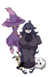 galarian_corsola hex_maniac huge_breasts kingmelon mimikyu mismagius pokemon pokemon_(species) shortstack