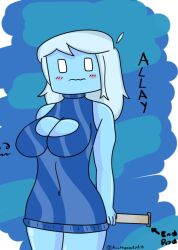 1girls afraid allay_(minecraft) big big_breasts blue_skin breasts minecraft mob_face mob_vote