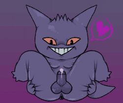 alekoin anus ass balls big_butt bodily_fluids erection foreskin gengar genital_fluids genitals ghost glistening glistening_body glistening_genitalia grin holding_butt holding_thigh looking_down male nintendo nipples penis pokémon_(species) pokemon precum presenting presenting_anus presenting_penis purple_background purple_balls purple_body purple_nipples purple_penis purple_skin simple_background slightly_chubby smile smirk solo solo_male spirit spread_anus spread_legs spreading teeth thick_thighs video_games