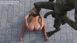 3d all_fours anal anticipation ass bent_over blindfold fira3dx forced gape highres monster penis prisoner