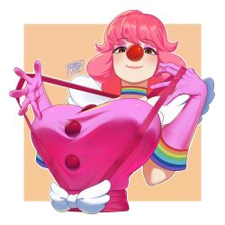 balloon_breasts breasts clown_girl clussy fake_breasts female female_only geiru_toneido gyakuten_saiban huge_breasts large_breasts meme pink_hair strikingtulip suspenders