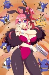 breasts bunny_ears bunny_girl bunnysuit cleavage disgaea disgaea_4 disgaea_5 fuka_kazamatsuri large_breasts nippon_ichi_software prinny seraphina_(disgaea) somegu tight_clothing tights usalia_(disgaea)