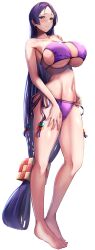 1girls 2022 barefoot bikini breasts eyepatch_bikini fate/grand_order fate_(series) feet female female_only hi_res hips huge_breasts long_hair long_legs mature_female milf minamoto_no_raikou_(fate/grand_order) minamoto_no_raikou_(swimsuit_lancer) purple_bikini purple_eyes purple_hair simple_background slim_waist thick_thighs thighs tiri_man very_long_hair white_background wide_hips