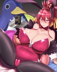 breasts bunny_ears bunny_girl bunnysuit cleavage disgaea disgaea_5 huge_breasts large_breasts nippon_ichi_software prinny seraphina_(disgaea) suppuri tight_clothing