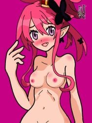 1girls blush blushing blushing_at_viewer breasts completely_nude completely_nude_female disgaea disgaea_5 embarrassed looking_at_viewer maoukouichi nippon_ichi_software seraphina_(disgaea) smile smiling smiling_at_viewer