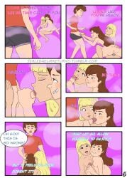 1boy 2girls 6_panel_comic aged_up bisexual_(female) blonde_hair blowjob brown_hair comic dipper_pines english_dialogue english_text erect_penis fellatio gravity_falls handjob incest mabel_pines oral pacifica_northwest page_6 page_number sealedhelm speech_bubble spread_legs straight_hair sucking_tip talking_to_another threesome tongue_out tumblr_username twincest uncensored uncensored_breasts uncensored_penis undressing_another