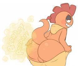 1boy ass backsack big_ass butt drawful-s fart fart_cloud fart_fetish huge_ass huge_butt lizard looking_back male male_only nintendo pokémon_(species) pokemon scrafty solo tail text thick_ass