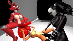 1girls 2futas 3d anthro cum cumshot female five_nights_at_freddy's five_nights_at_freddy's_2 foxy_(fnaf) freekiller futa_on_female futanari huge_balls hyper hyper_balls marionette_(fnaf) oversized_balls puppet_(fnaf) self_upload sex toy_freddy_(fnaf)