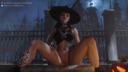 fortnite goth goth_girl phaedra_(fortnite) pussy silver2299 witch_hat