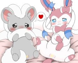 cinccino duo eeveelution female female/female feral fur nintendo pokémon_(species) pokemon pokemon_(species) sylveon video_games zoophilia