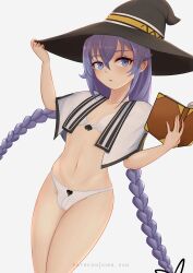 1futa blue_eyes blue_hair book braided_hair cleft_of_venus cloak cloak_only clothed clothing female futa_only futanari gibb_san hat holding_object holy_relic human light-skinned_futanari light_skin long_hair looking_at_viewer mostly_nude mushoku_tensei nip_slip panties pantsu purple_hair pussy_visible_through_clothes pussy_visible_through_panties pussy_visible_through_pantsu roxy_migurdia small_breasts solo standing thick_thighs tight_pantsu twin_braids twintails underwear underwear_only white_background witch_hat