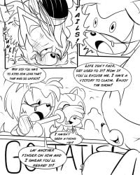 anthro bat comic covering_another’s_eyes fight fox greenhill large_breasts older_female rouge_the_bat sammy_stowes sonic_(series) tails younger_male