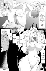 asta_(black_clover) big_breasts black_clover black_white blowjob cum cum_drip cum_in_pussy devil feet horns mimosa_vermillion succubus tattoo text wet_pussy wings