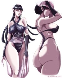 asian_female ass_focus big_ass big_breasts black_hair breasts creampieart1 japanese_clothes kanae_murashi long_hair ninja original original_character ring_of_the_deep roleplay sweat