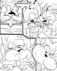 anthro bat comic fight fox greenhill large_breasts older_female rouge_the_bat sammy_stowes sonic_(series) tails younger_male