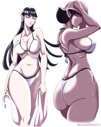 asian_female ass_focus big_ass big_breasts bikini black_hair breasts creampieart1 kanae_murashi long_hair original original_character ring_of_the_deep sweat swimsuit white_skin