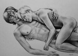 2boys asleep backsack closed_eyes draco_malfoy embracing erect_nipples gay glasses gryffindor harry_james_potter harry_potter monochrome nude pecs penis_peek scar sketch slytherin tagme tripperfunster yaoi