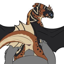 anus brown_body dragon dreamworks female feral genitals how_to_train_your_dragon male male/female membrane_(anatomy) membranous_wings night_fury penetration penis pussy scalie symrea telegram_sticker triangular_anus western_dragon wings zoophilia