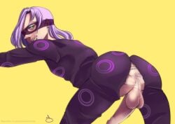 1boy ass bodysuit cum cum_in_ass eyemask femboy jojo's_bizarre_adventure licking_lips male_only mandarinachan melone penis rear_view solo solo_male torn_clothing vento_aureo