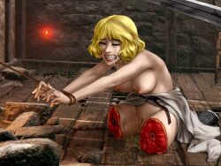 1girls amputee ass ass_focus ayaswan big_ass blonde_hair clothing crying elden_ring female female_only fromsoftware gore guro imminent_death light-skinned_female nude roderika_(elden_ring) tight_clothing