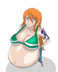 1girls arbrianarchy belly big_belly big_breasts bikini breasts cleavage female female_only nami one_piece orange_hair pregnant