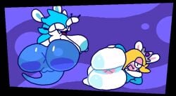 animated anthro anus ass big_breasts big_butt blonde_hair blue_hair breasts clothed clothing crown digital_media_(artwork) duo female genitals ghost ghost_tail hair happy lagomorph leporid looking_at_viewer mammal mario_(series) mario_+_rabbids mario_+_rabbids:_sparks_of_hope midnite_(mario_+_rabbids) nintendo partially_clothed puffy_pussy pussy rabbid rabbid_rosalina rabbit raving_rabbids shaking_butt short_playtime spirit superiorfox thick_thighs ubisoft video_games