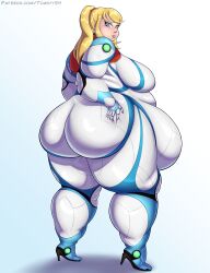 1girls ass bbw belly big_ass big_belly big_breasts breasts chubby fat female female_only huge_ass huge_belly light-skinned_female light_skin looking_back metroid obese overweight overweight_female samus_aran solo solo_female standing thick_thighs toasty54 white_background