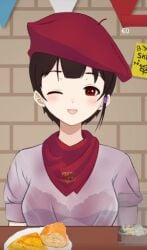 beret big_breasts bra brown_hair carmen dirty_shirt drunk españa español espana female goddess innocent mari maria maria_del_carmen mariica navarra neckerchief_between_breasts open_mouth red_beret red_bra red_eyes smile smiley_face smiling smiling_at_viewer spanish virtual_youtuber vtuber wet_shirt wine wine_on_breasts wink winking winking_at_viewer young