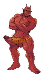 balls bara big_balls big_penis boner crossed_arms erection gay horns loincloth male male_only muscles muscular nose_piercing nose_ring oni oni_horns penis penis_piercing prince_albert_piercing red_oni red_skin solo solo_male tom_cray