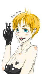 1girls black_paint blonde_hair blue_eyes bodypaint covered_in_paint french_girl miraculous_ladybug rose_lavillant short_hair wam wet_and_messy