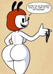 1girls 2022 4_fingers backboob badguynek big_ass big_breasts black_eyes canine cute disney erica_(mickey_mouse_shorts) female furry looking_back mickey_mouse_shorts nude nude_female orange_hair panties speech_bubble tagme text white_fur